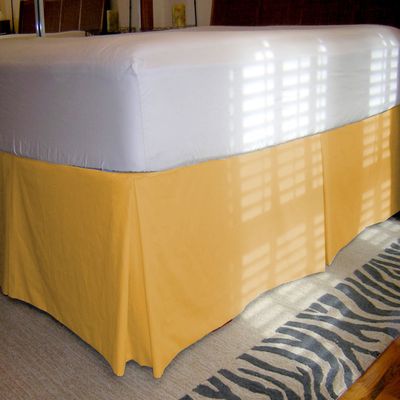1 Piece Solid 20" Drop Tailored Bed Skirt 600TC Egyptian Cotton (Gold, Queen)