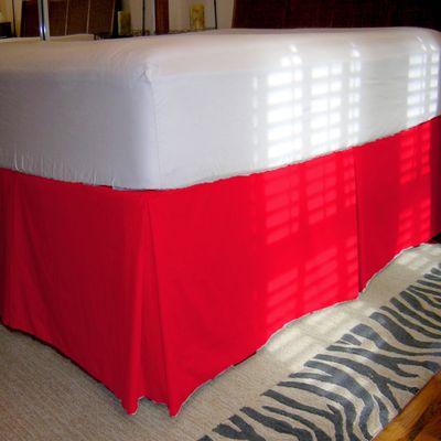 1 Piece Solid 20" Drop Tailored Bed Skirt 600TC Egyptian Cotton (Red, Queen)