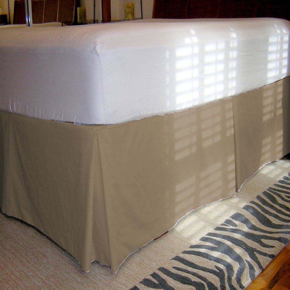 1 Piece Solid 20" Drop Tailored Bed Skirt 600TC Egyptian Cotton (Taupe, Queen)
