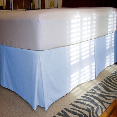 1 Piece Solid 25" Drop Tailored Bed Skirt 600TC Egyptian Cotton (Baby Blue, Calking)