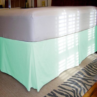 1 Piece Solid 20" Drop Tailored Bed Skirt 600TC Egyptian Cotton (Aqua, Queen)