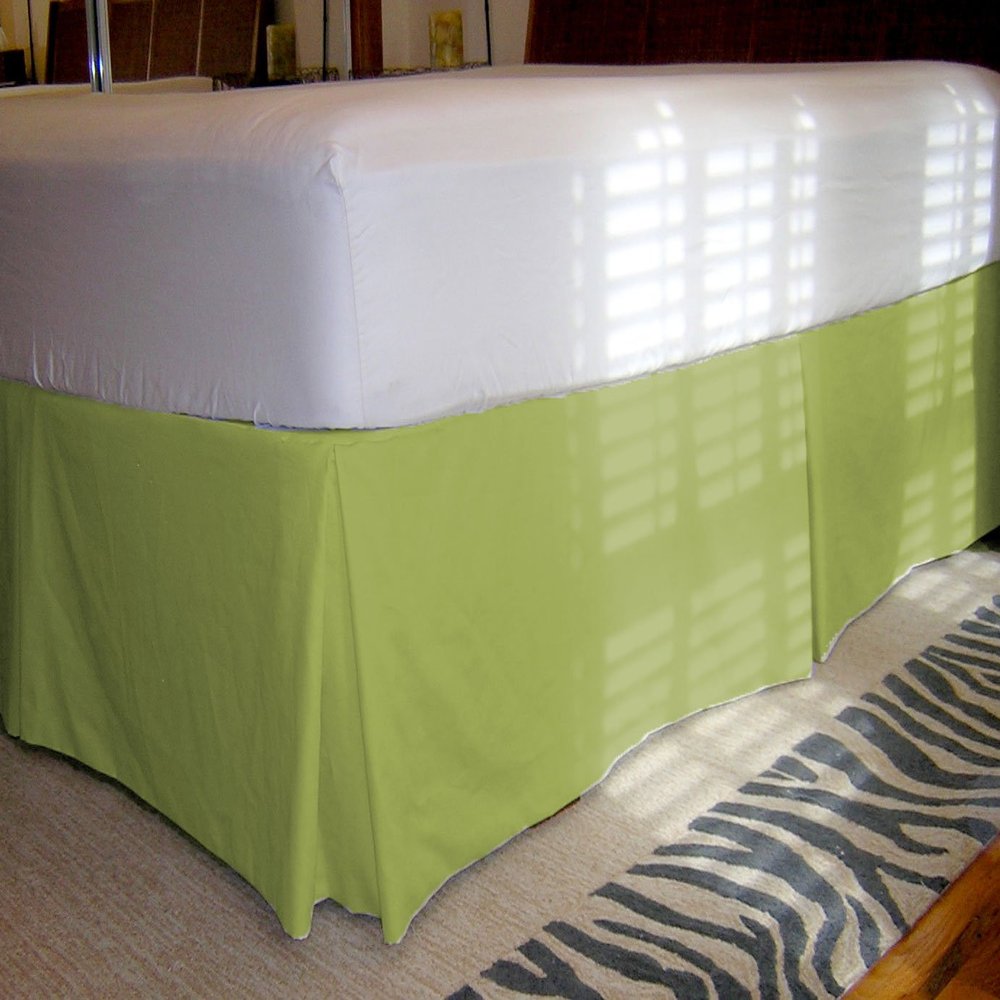 1 Piece Solid 25" Drop Tailored Bed Skirt 600TC Egyptian Cotton (Sage, King)