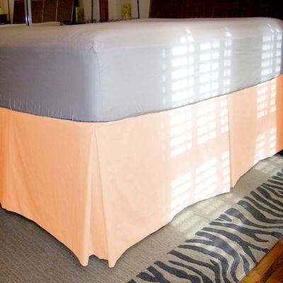 1 Piece Solid 20" Drop Tailored Bed Skirt 600TC Egyptian Cotton (Peach, Queen)