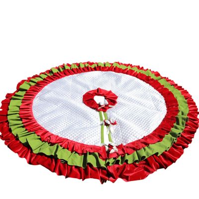 White Christmas Tree Skirt 36'' To 100 '' Extra LArge 3 Layer Green and Red Velvet Ruffled Tree Skirt Cottage Chic WhiteTree Decor