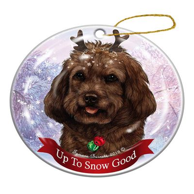Holiday Pet Gifts Chocolate Cockapoo Dog Porcelain Christmas Ornament
