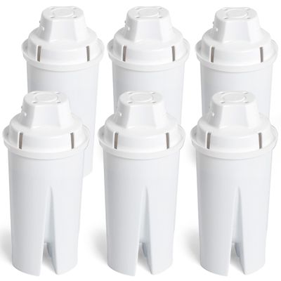 Amazon Basics Enhanced Replacement Water Filters for Pitchers, BPA-Free, WQA & NSF Certified, Compatible with Brita Pitchers & Drinking Water Filter Systems, 1 Year Supply, 6-Pack