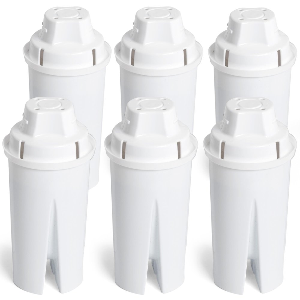 Amazon Basics Enhanced Replacement Water Filters for Pitchers, BPA-Free, WQA & NSF Certified, Compatible with Brita Pitchers & Drinking Water Filter Systems, 1 Year Supply, 6-Pack