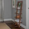 5-Tier Ladder Shelf - 50-Inch Narrow Leaning Bookshelf - Wooden Bookcase for Living Room, Bathroom, Kitchen, Office, or Bedroom Furniture by Lavish Home (Walnut) view 2