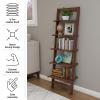 5-Tier Ladder Shelf - 50-Inch Narrow Leaning Bookshelf - Wooden Bookcase for Living Room, Bathroom, Kitchen, Office, or Bedroom Furniture by Lavish Home (Walnut) view 4