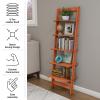 5-Tier Ladder Shelf - 50-Inch Narrow Leaning Bookshelf - Wooden Bookcase for Living Room, Bathroom, Kitchen, Office, or Bedroom Furniture by Lavish Home (Cherry) view 4
