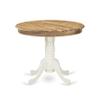 East West Furniture AMT-NLW-TP Antique Dining Table - a Round Wooden Table Top with Pedestal Base, 36x36 Inch, Natural & Linen White view 1