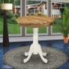 East West Furniture AMT-NLW-TP Antique Dining Table - a Round Wooden Table Top with Pedestal Base, 36x36 Inch, Natural & Linen White view 2