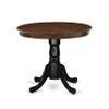 East West Furniture AMT-WBK-TP Antique Dining Table - a Round Wooden Table Top with Pedestal Base, 36x36 Inch, Walnut & Black view 1