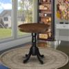 East West Furniture AMT-WBK-TP Antique Dining Table - a Round Wooden Table Top with Pedestal Base, 36x36 Inch, Walnut & Black view 2