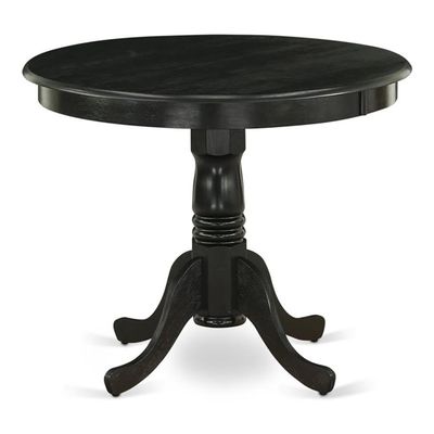 East West Furniture ANT-ABK-TP Antique Dining Room Table - a Round kitchen Table Top with Pedestal Base, 36x36 Inch, Wirebrushed Black