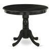 East West Furniture ANT-ABK-TP Antique Dining Room Table - a Round kitchen Table Top with Pedestal Base, 36x36 Inch, Wirebrushed Black view 1