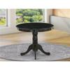 East West Furniture ANT-ABK-TP Antique Dining Room Table - a Round kitchen Table Top with Pedestal Base, 36x36 Inch, Wirebrushed Black view 2