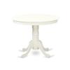 East West Furniture ANBA3-LWH-01 3 Piece Dinette Set for Small Spaces Contains a Round Kitchen Table with Pedestal and 2 Cream Linen Fabric Parson Dining Chairs, 36x36 Inch, Linen White view 3