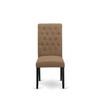 East West Furniture BRP1T17 Bremond Parson Dining Room Chairs - Button Tufted Nailhead Trim Light Sable Linen Fabric Padded Chairs, Set of 2, Black view 4