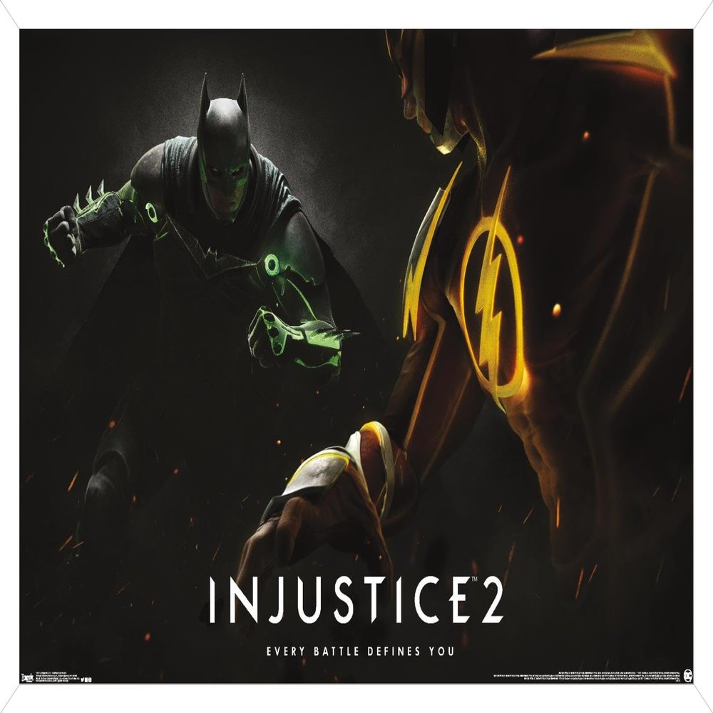 Trends International DC Comics - Injustice: Gods Among Us 2 - Batman & The Flash Wall Poster, 14.725" x 22.375", White Framed Version