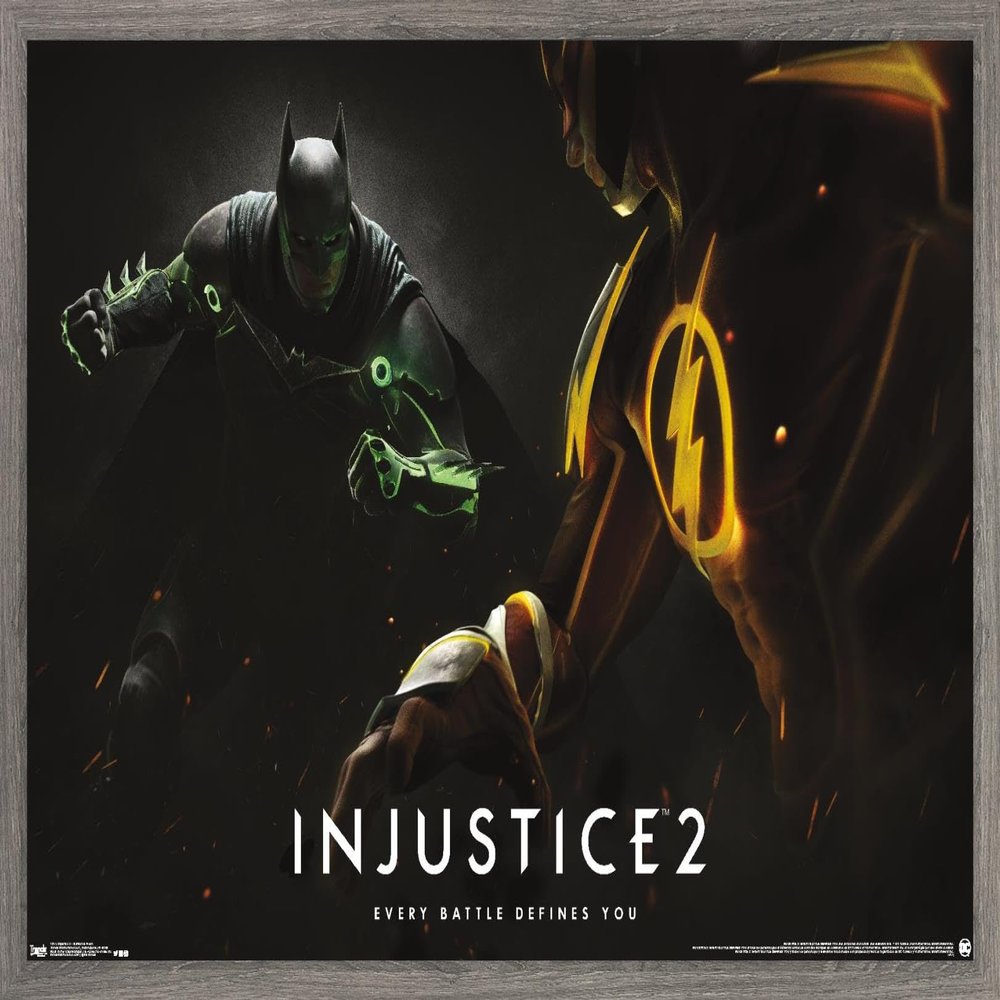 Trends International DC Comics - Injustice: Gods Among Us 2 - Batman & The Flash Wall Poster, 14.725" x 22.375", Barnwood Framed Version