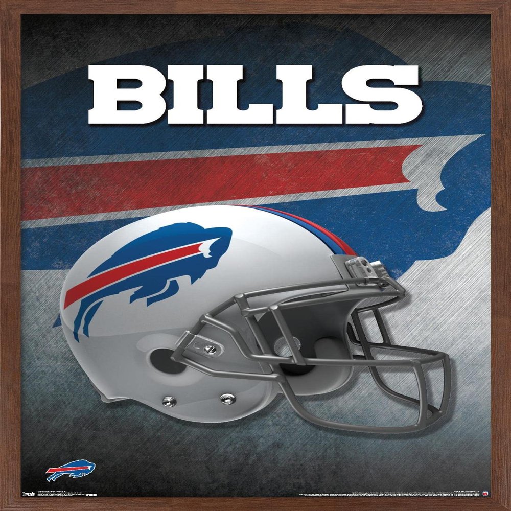 Trends International NFL Buffalo Bills - Helmet 16 Wall Poster, 14.725" x 22.375", Mahogany Framed Version