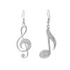 Bansriracha ot Woman Silver Crystal Rhinestone Earrings Fashion Music Note Asymmetry Stud Earring for Women Accessory Jewelry (Gold) view 1