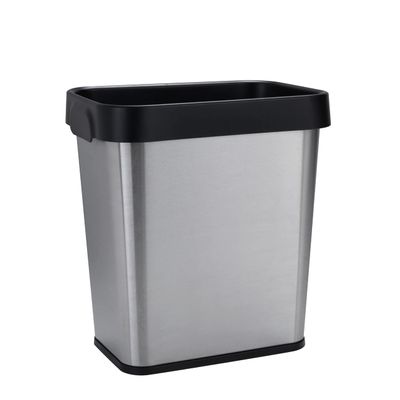 Bath Bliss 8 Liter Stainless Steel Waste Bin | Detachable Rim Hold Bag in Place | Bathroom Garbage | Office Trash Can | Rectangular Wastebasket