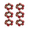 6Pcs Red Berry Candle Rings with Pine Cones Christmas Candle Wreaths for Holiday Table Centerpieces and Festive Home Decorations view 1