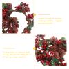 6Pcs Red Berry Candle Rings with Pine Cones Christmas Candle Wreaths for Holiday Table Centerpieces and Festive Home Decorations view 4