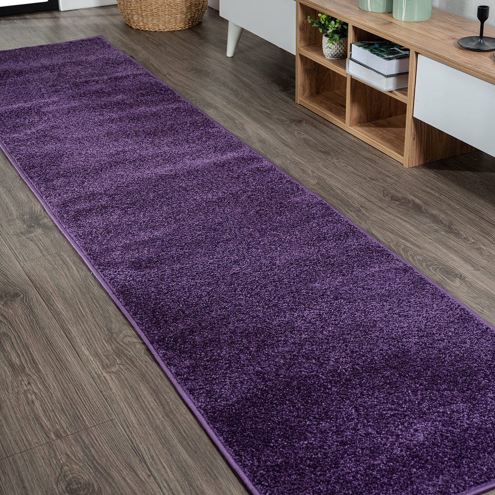 JONATHAN Y Haze Solid Low-Pile Purple Runner Rug 2x10, Coastal,Bohemian,Minimalist,Classic, Easy-Cleaning for Living Room,Bedroom,Kitchen,Pet Friendly,Non-Shedding (SEU100N-210)