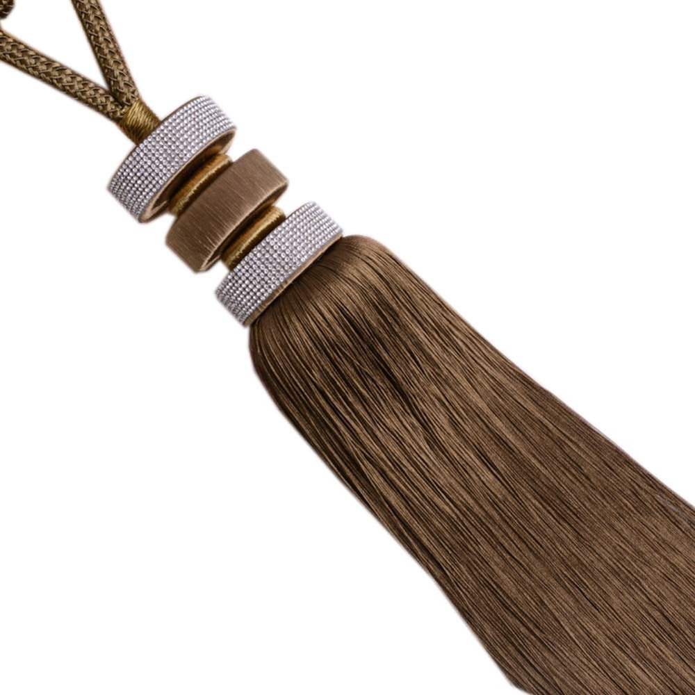 1 Pair European Style Tassels Curtain Tiebacks Holdbacks Ball Braided Drapery Curtain Buckle Tieback (Coffee)