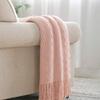 BOURINA Pink Throw Blanket 60x80 Inches Throw Textured Solid Soft Sofa Throw Couch Knitted Decorative Blanket view 1