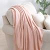 BOURINA Pink Throw Blanket 60x80 Inches Throw Textured Solid Soft Sofa Throw Couch Knitted Decorative Blanket view 2