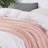 BOURINA Pink Throw Blanket 60x80 Inches Throw Textured Solid Soft Sofa Throw Couch Knitted Decorative Blanket view 3