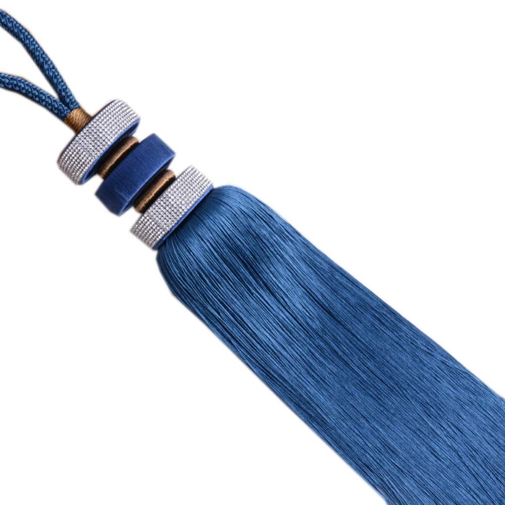 1 Pair European Style Tassels Curtain Tiebacks Holdbacks Ball Braided Drapery Curtain Buckle Tieback (Royal Blue)