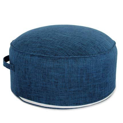 XMZFQ Floor Sitting Cushion Footstool Janpanese Round Seating Sofa Pouf Foot Leg Rest Step Stool Ottoman Pillow Chair with Handle Design,Diameter 17.7",Blue