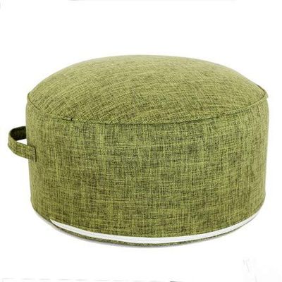 XMZFQ Floor Sitting Cushion Footstool Janpanese Round Seating Sofa Pouf Foot Leg Rest Step Stool Ottoman Pillow Chair with Handle Design,Diameter 17.7",Green