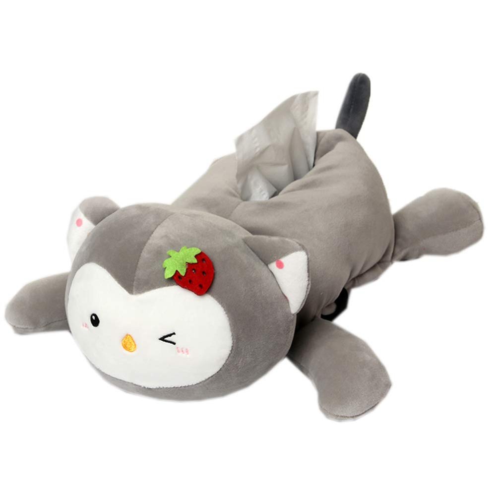 Creative Soft Tissue Case Box Holder Cute Plush Tissue Box Cover Napkin Tissue Box Case Holder for Car (Gray)