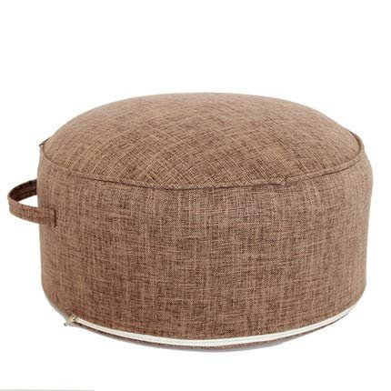 XMZFQ Floor Sitting Cushion Footstool Janpanese Round Seating Sofa Pouf Foot Leg Rest Step Stool Ottoman Pillow Chair with Handle Design,Diameter 17.7",Khaki