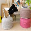 XMZFQ Floor Sitting Cushion Footstool Janpanese Round Seating Sofa Pouf Foot Leg Rest Step Stool Ottoman Pillow Chair with Handle Design,Diameter 17.7",Khaki view 2