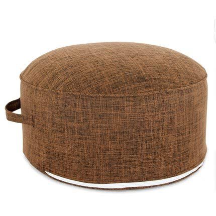 XMZFQ Floor Sitting Cushion Footstool Janpanese Round Seating Sofa Pouf Foot Leg Rest Step Stool Ottoman Pillow Chair with Handle Design,Diameter 17.7",Brown