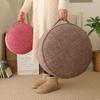 XMZFQ Floor Sitting Cushion Footstool Janpanese Round Seating Sofa Pouf Foot Leg Rest Step Stool Ottoman Pillow Chair with Handle Design,Diameter 17.7",Brown view 4