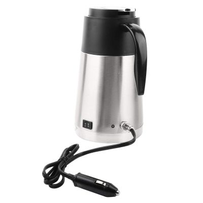 12V/24V 1300ml Stainless Steel Car Truck Travel Electric Kettle Pot Heated Water Cup (12V)