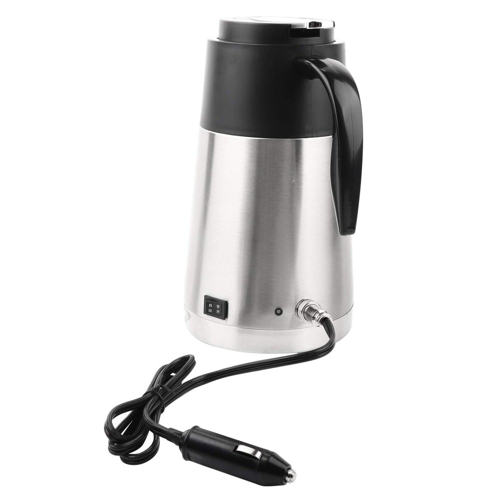 12V/24V 1300ml Stainless Steel Car Truck Travel Electric Kettle Pot Heated Water Cup (12V)