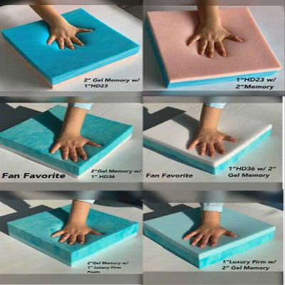 CertiPUR-US Certified Mattress Topper Sample Pack Gel Memory for Sleeping Comfort 2" & 3"