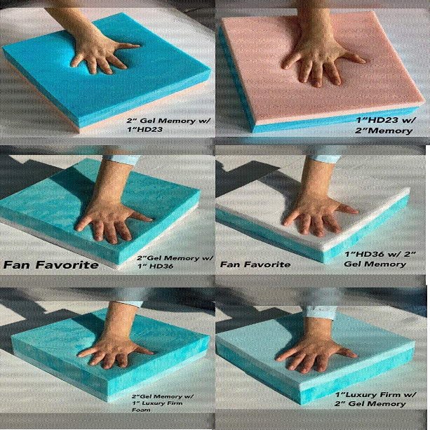 CertiPUR-US Certified Mattress Topper Sample Pack Gel Memory for Sleeping Comfort 2" & 3"