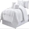 7 Piece Chenille Comforter Set Full, Pleated Embroidered Elegant Beautiful Decorative Textured Homey Feel Soft Cozy Comfy view 4