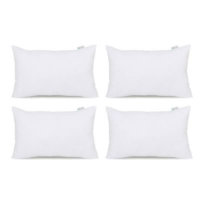 Acanva Throw Pillow Inserts, Euro Sham Form Stuffer with Premium Polyester Micro Fiber, Decorative for Bed, Couch and Sofa, 12x20 Inch(Pack of 4), White