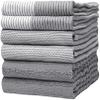 Premium Kitchen Towels (20x 28, 6 Pack) | Large Cotton Dish Towels | Flat & Terry Highly Absorbent Kitchen Linen Set with Hanging Loop | Gray view 1